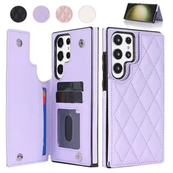 Wallet Double Button Small Fragrant Card Flip Leather Case For Samsung Galaxy S25 Ultra S24 FE S23 Plus S22 S21 S20 A15 A54 A55
