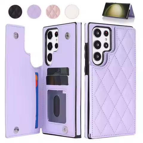 Wallet Double Button Small Fragrant Card Flip Leather Case For Samsung Galaxy S25 Ultra S24 FE S23 Plus S22 S21 S20 A15 A54 A55