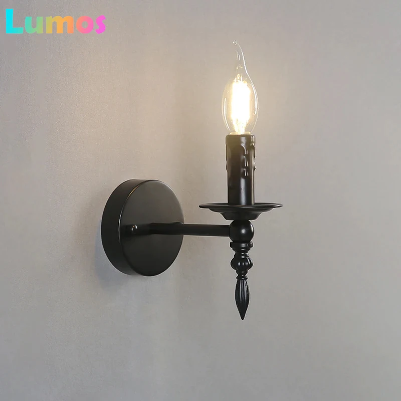 

PF Vintage American Retro Light Bedroom Bedside Lights Industrial Style Porch Indoor Aisle Stair Candle Wall Lamp