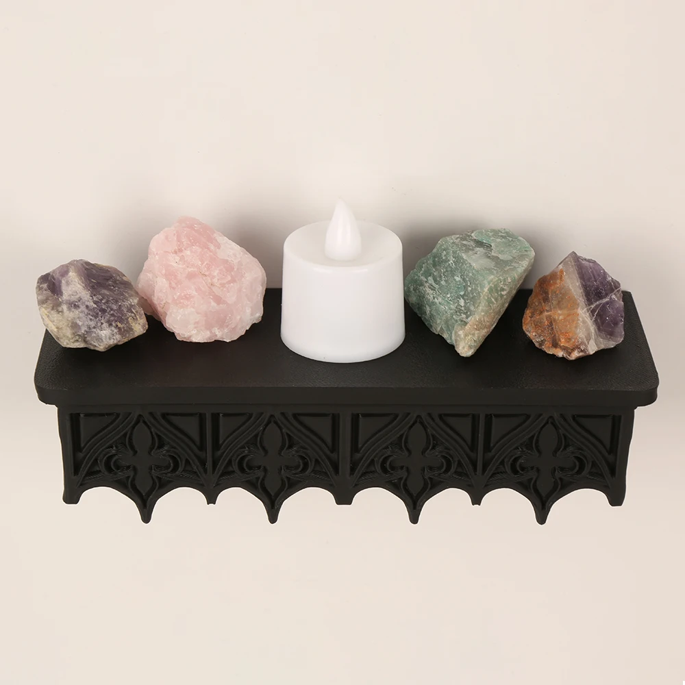 Gothic Dark Style Wandregal mit Schnitzereien und Hohlmuster für Retro-Inneneinrichtung und Dekoration S