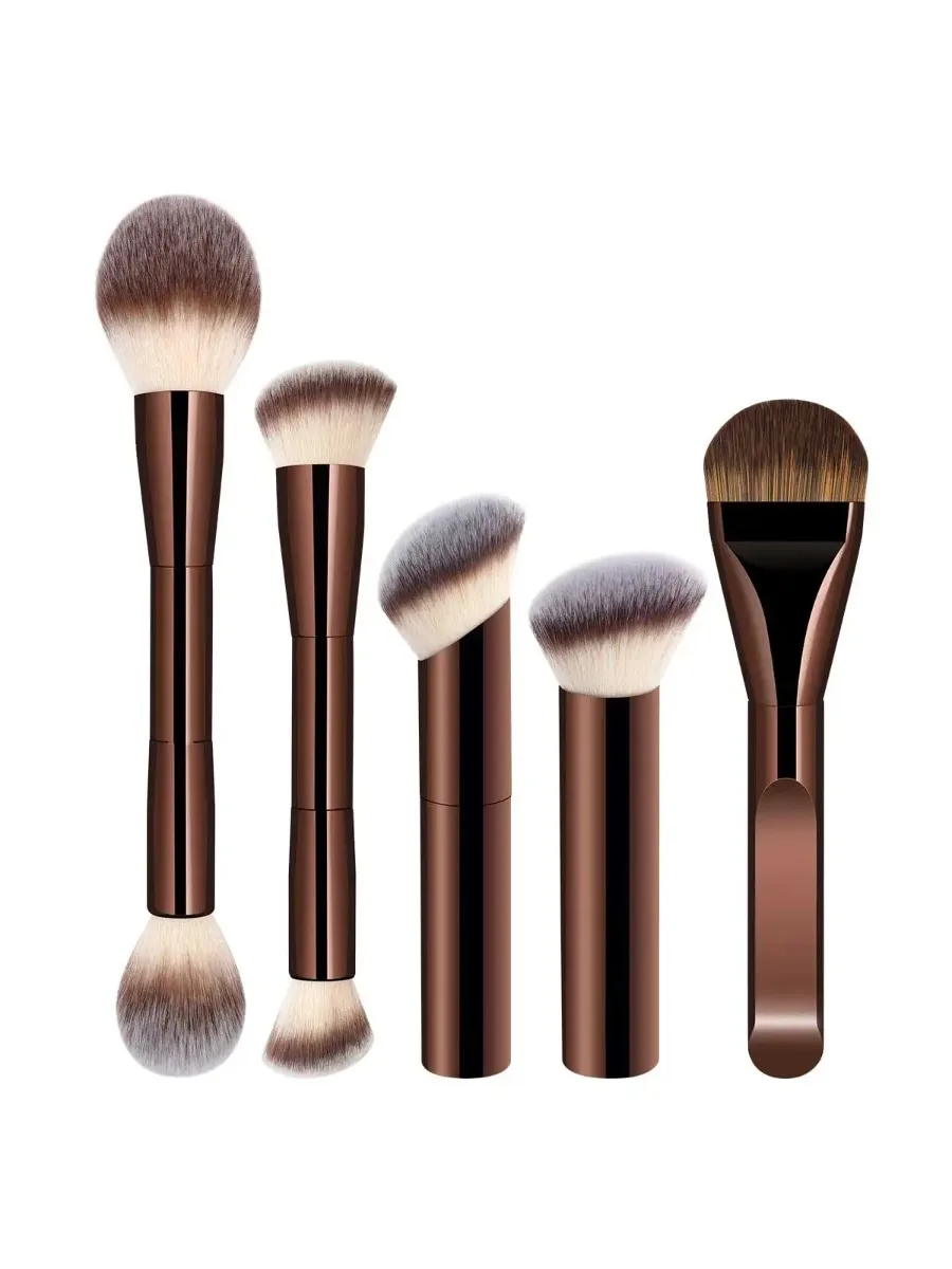 Ensemble de pinceaux de maquillage pour fond de teint, 5 pièces, brosse de Contour pour masque Kabuki à Double extrémité pour poudre liquide, correcteur, crème, mélange de cosmétiques Ma
