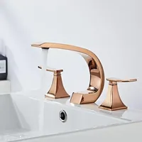 Bathroom faucet Rose Gold widespread Basin Black Tap luxury Gold Basin Mixer Hot And Cold shower room sink Faucet