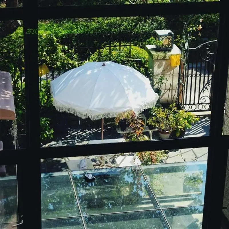 

Home outdoor balcony beach room parasol outdoor garden cotton fringed lace umbrella courtyard leisure sunscreen umbrella