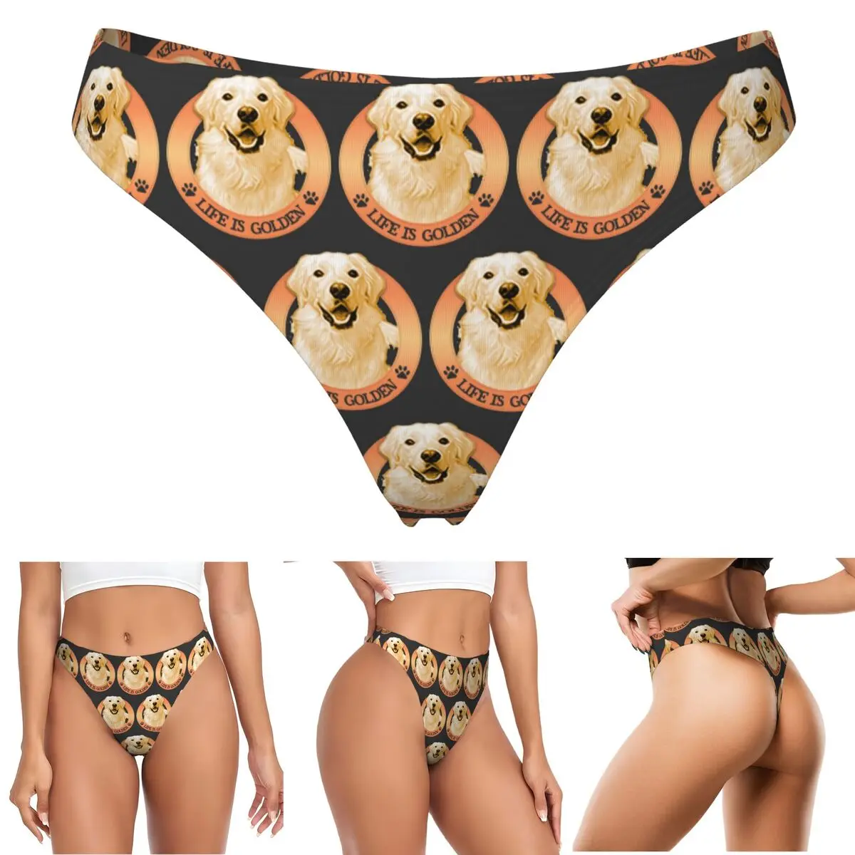 calcinhas-g-string-personalizadas-life-is-golden-retrievers-respiraveis-confortaveis-e-elasticas-para-mulheres
