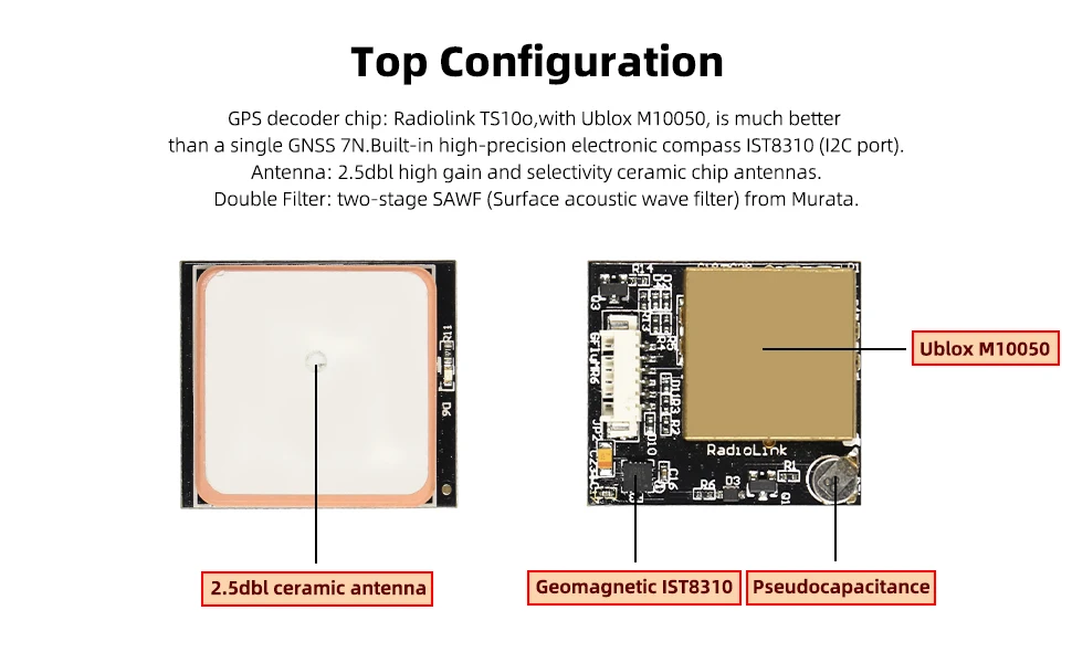 Radiolink TS100 M10N GPS mit Hoher Positioniergenauigkeit für Crossflight Mini Pix Pixhawk F4 PIX6 Flugsteuerung Flugzeug Drohne – Detail 7