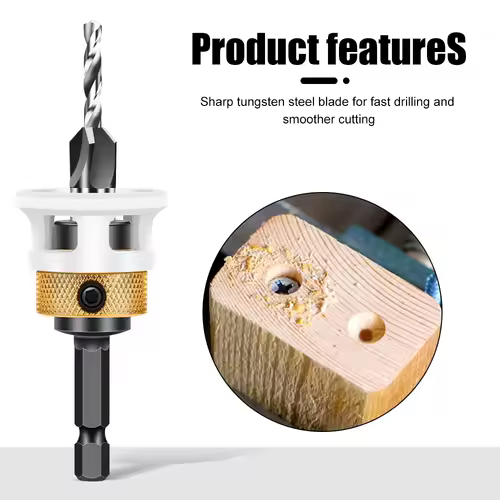Woodworking Limit Four Edge Countersink Drill Alloy Drill Cone Drill Adjustable Depth Step Drill Screw Countersink Drill Bit - Image 3