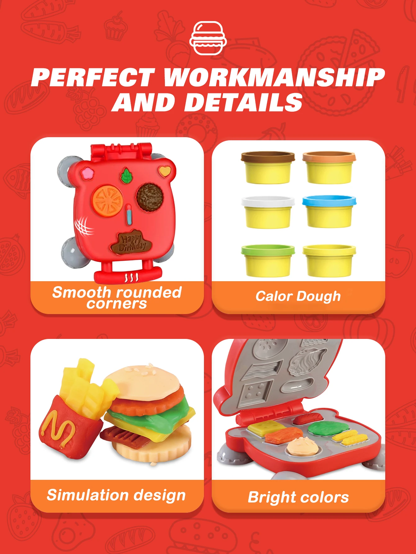 Funny hamburger machine clay set, DIY hamburger fries, open the creative food world