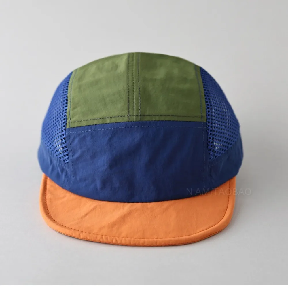 Berretto da baseball casual in rete retrò Berretto con visiera parasole regolabile a 5 pannelli Berretto con protezione UV traspirante ad asciugatura rapida unisex