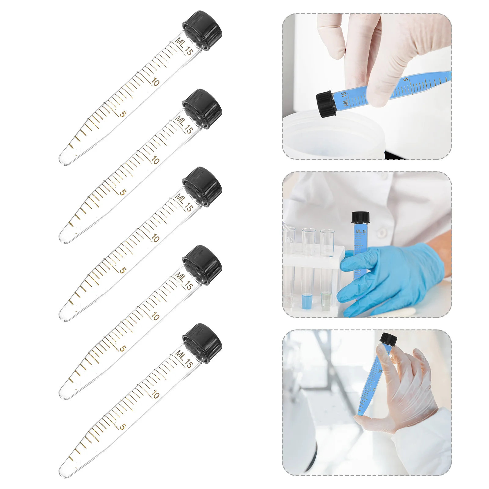 

10Pcs 15ml Tapered Bottom Centrifuge Tubes Screw Cap No Leakage Frosted Writing Area Lab Sample Storage Biochemistry Research