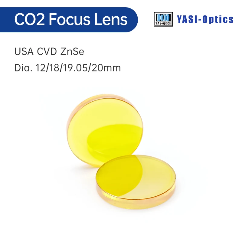 Yasi USA CO2 CVD ZnSe Laser Focus Lens Dia.18 19.05 20 mm FL38.1 50.8 63.5 101.6 127mm for Laser Engraving Cutting Machine