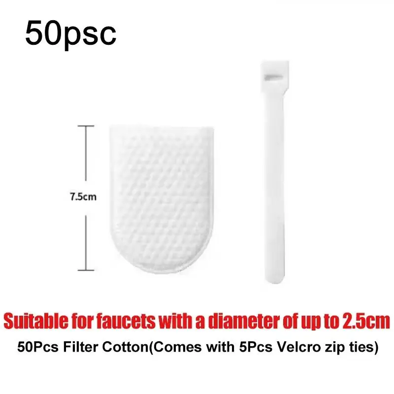 Faucet Filter Cotton Anti-Splash Sediment Removal 50/100Pcs with T-Strap Suitable for Kitchen Bathroom Daily Tap Use