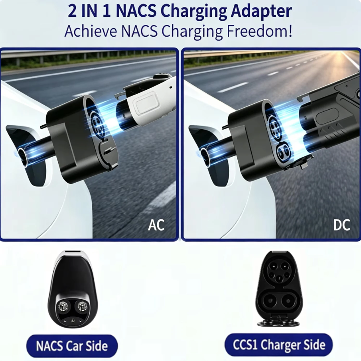고속 충전 어댑터 CCS1 - NACS DC AC 어댑터 500A CCS1 - 테슬라 EV 충전기 미국 표준 어댑터 (테슬라 모델 3, Y, S, X용) 썸네일 2