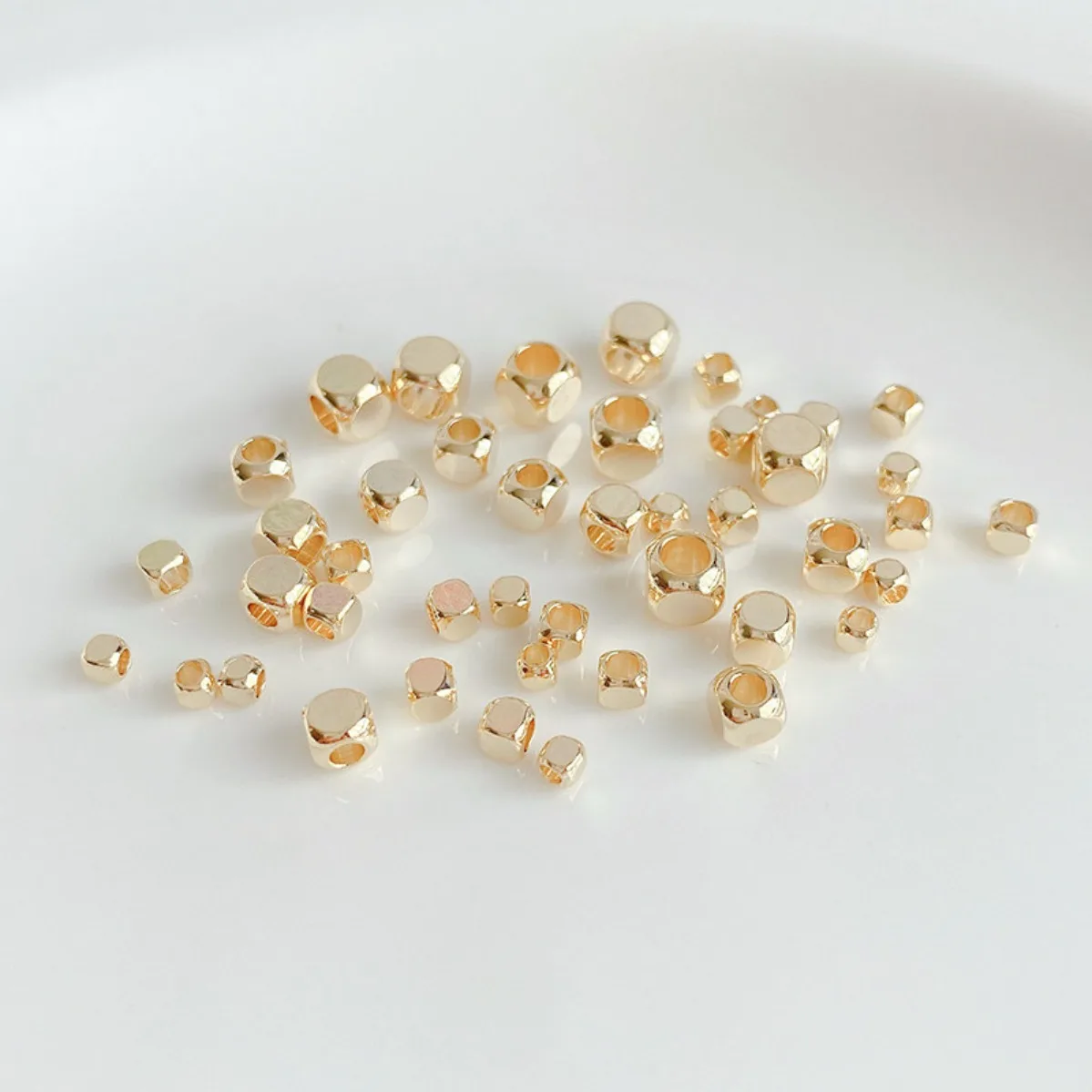 14K Gold Plated Color Retention Cut Corner Square Dice Spacer Loose Beads DIY Bracelet Necklace Jewelry Findings