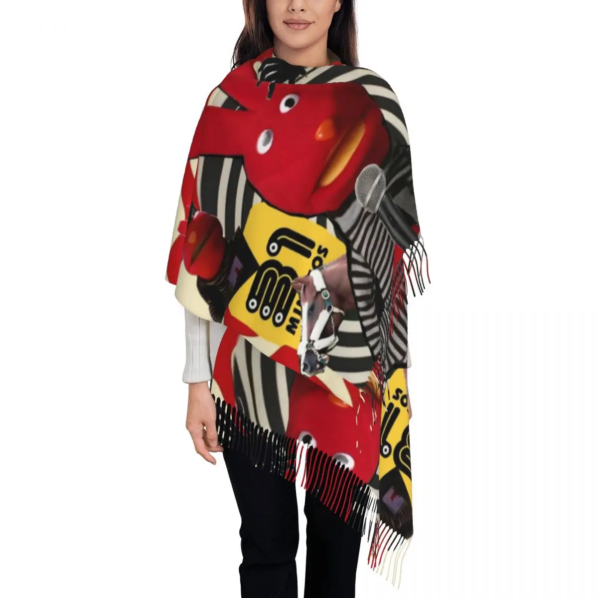 

31-минутный чилийский шарф с героями мультфильмов для женщин, осенне-зимние шали из пашмины и накидка Juan Carlos Bodoque, большой шарф-шаль для женщин