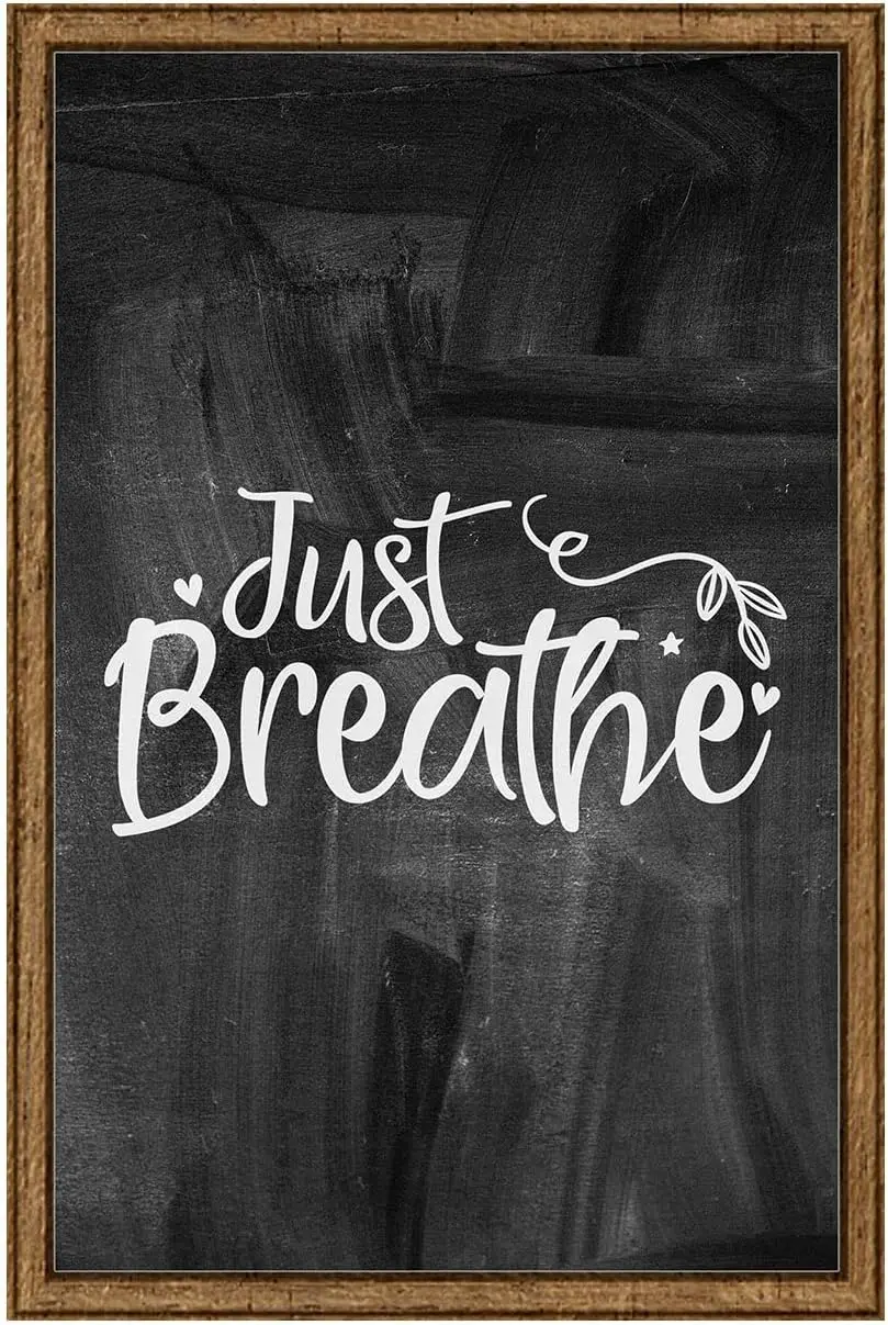 INKFREELY Just Breathe Hearts And Star Sweet Cute Self Care Inspiring Tin Sign Chalk Board Wall Art Decor Funny Gift Large 12 x