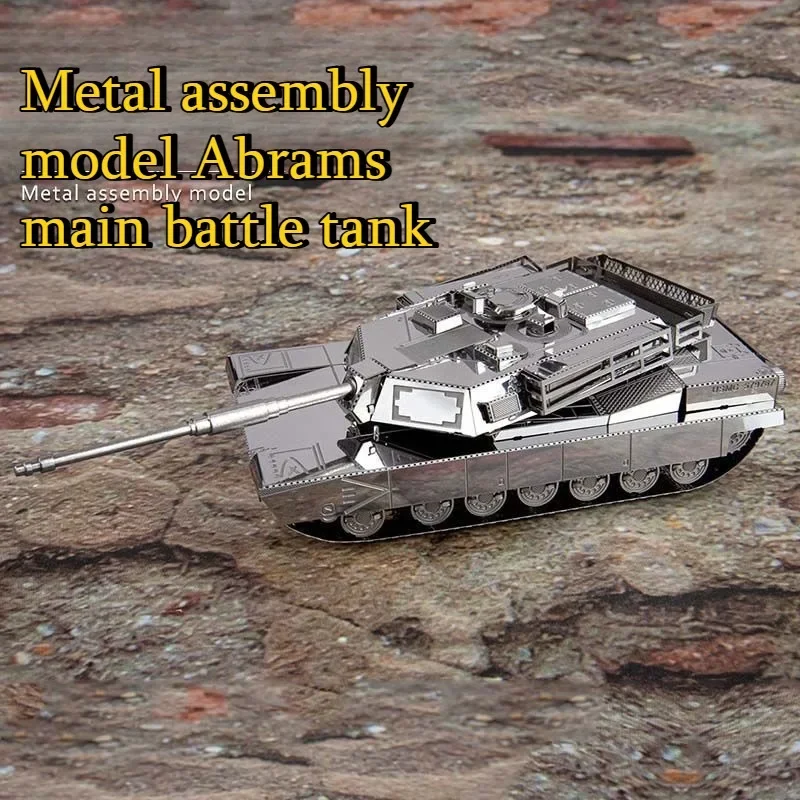 M1 Abrams Main Battle Tank 3D Metal Puzzle Stainless Steel Challenging No Glue DIY Model Kit Mini Military Vehicle Adults Gift