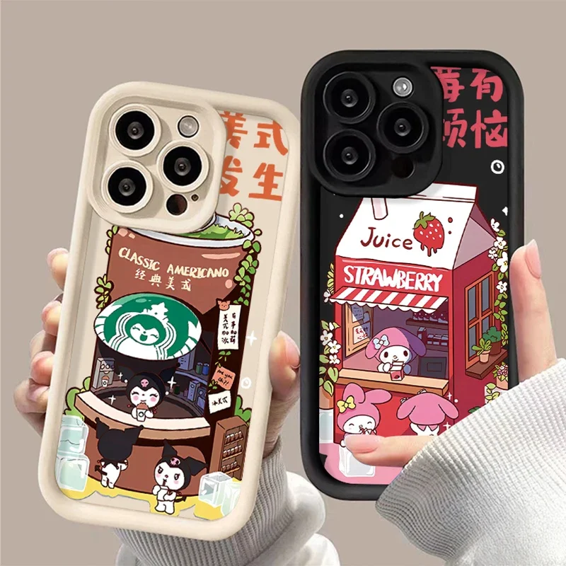 Sanrio Rabbit Melody Case for iPhone 14 15 Pro Max 13 12 11 X XS XR 7 8 Plus SE 2020 Matte Silicone Printing Protective Cover