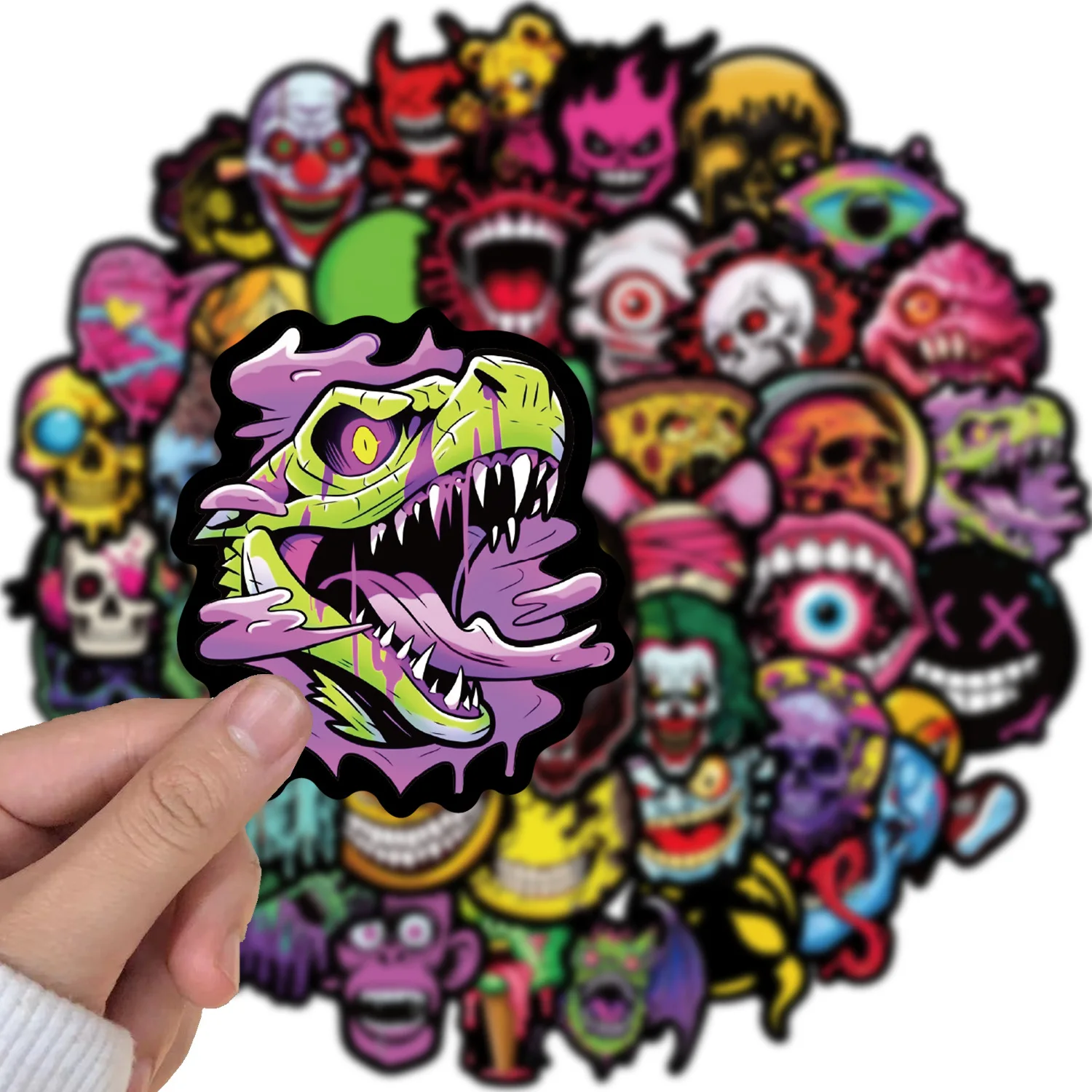 10/25/50Pcs Cool Horror Skull Stickers Waterproof for Skateboard Guitar Car Skateboard Motorcycle Helmet Decals Graffiti Toys