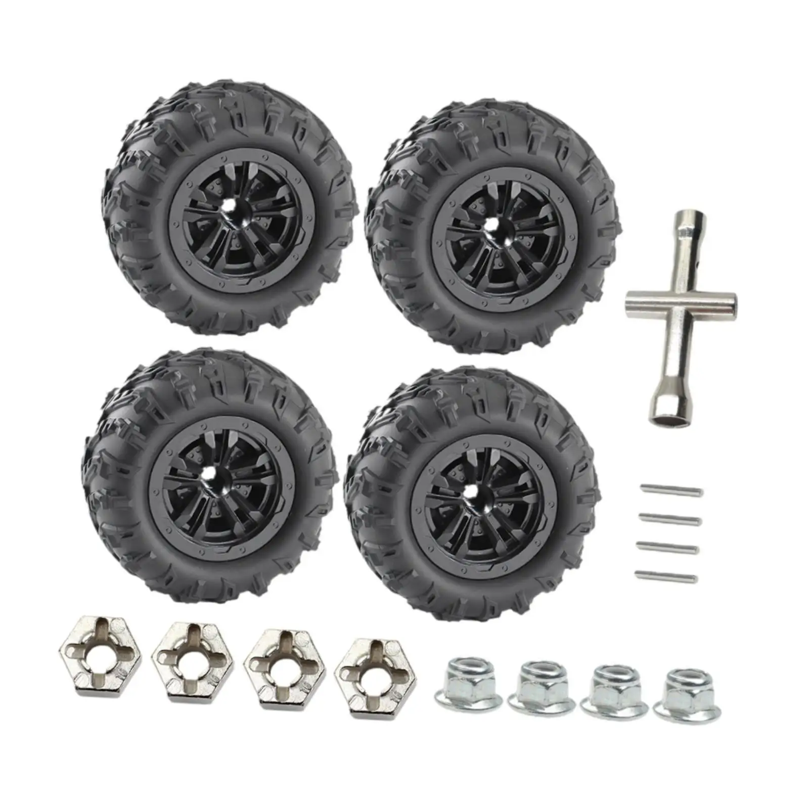 Jeu de roues et pneus de voiture RC, 4 pièces, 85mm, pièces de rechange pour échelle 16101Pro 1/16