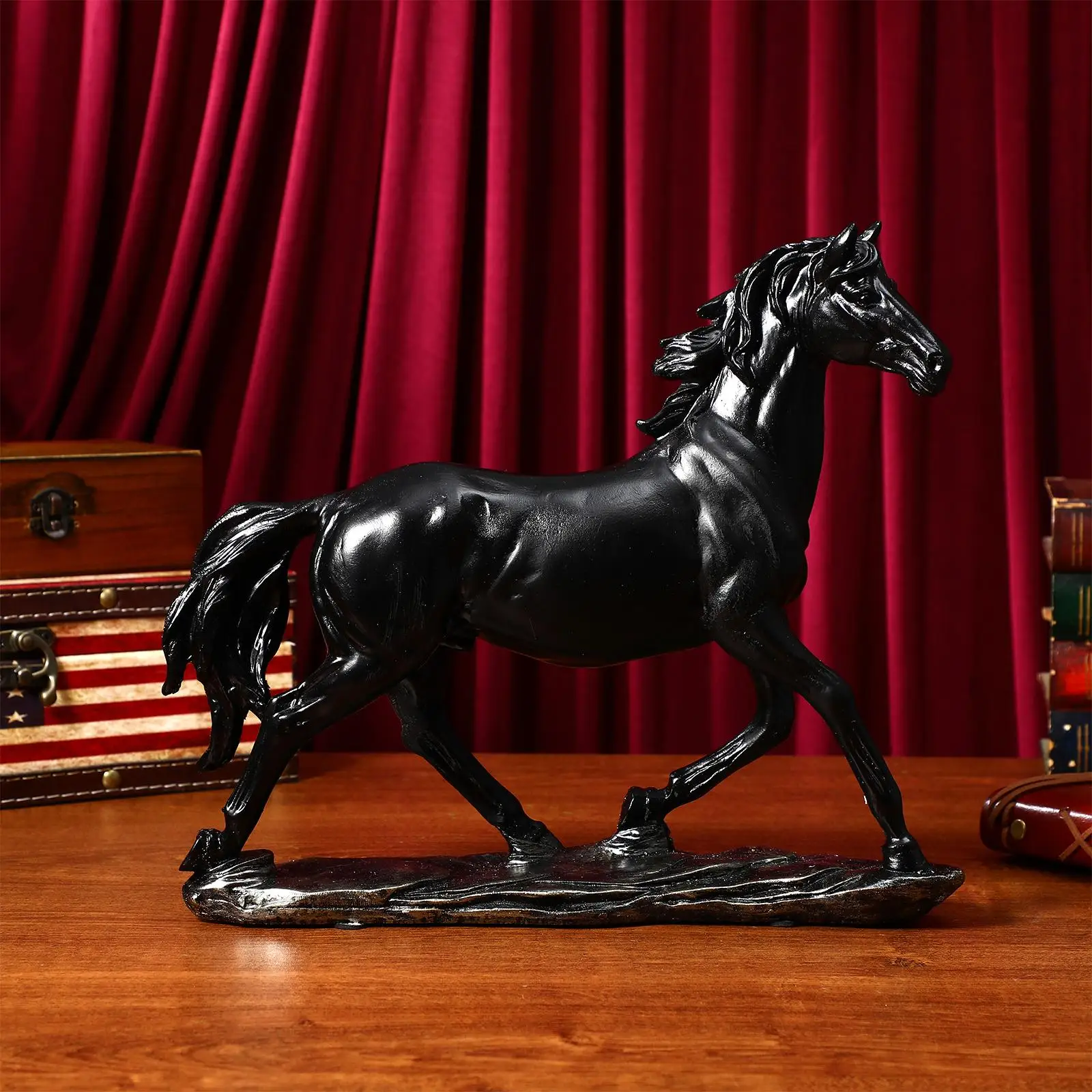 

Resin Horse Figurine Lifelike Home Decor Statue Creative Model Desktop Adornment Realistic Details Stable Practical Gifts
