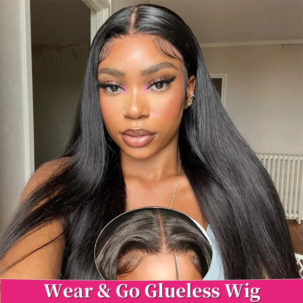 30 32 Inch 6x4 Wear And Go Glueless Wig Straight Lace Wig Human Hair 5x5 Transparent Lace Closure Wig For Black Women Bling Hair