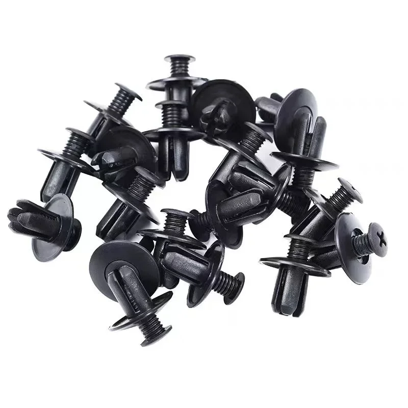 30pcs 8mm Plastic Rivets Fasteners Screw Car Bumper Fender Black Rivet Car Fastener Clips for Toyota Focus Kia Nissan Yamaha