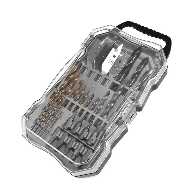 

A24F-31Pc Drill Bit Assembly Carpenter's Household Punching Tool Twist Drill Flat Drill Construction Drill Screwdriver