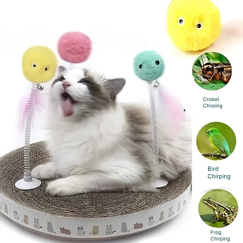 Interactive Cat Toys for Indoor Kitten Kitty Exercise 3 Pack Fluffy Plush Chirping Balls Flapping Duck Silvervine Catnip Balls