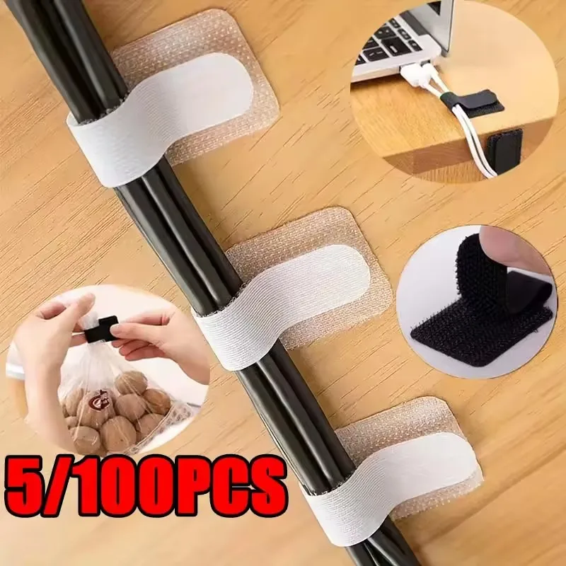 Reusable Cable Ties Fastening Wire Organizer Cord Rope Holder Self Adhesive Adjustable Cord Organizer Straps Desk Management