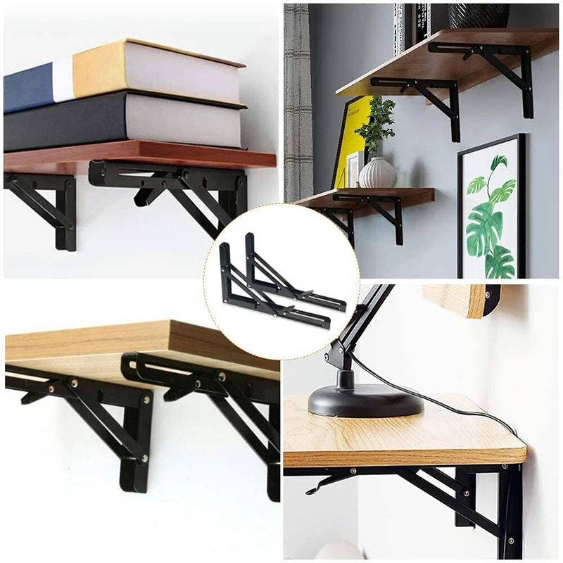 2 Pcs Stainless Steel Space-Saving Folding Bracket Table Shelf for Campervan, Motorhome, Caravan High-Quality Storage Bracket