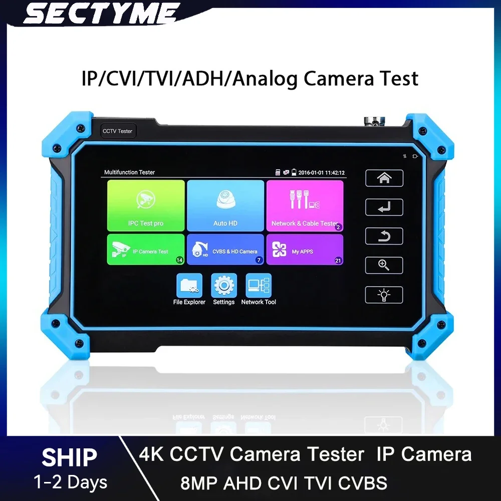 Sectyme 4K CCTV Camera Tester 8MP AHD CVI TVI CVBS IP Camera HD Display Video Monitor 5.4 Inch IPS Touch Screen IPC Tester Tool