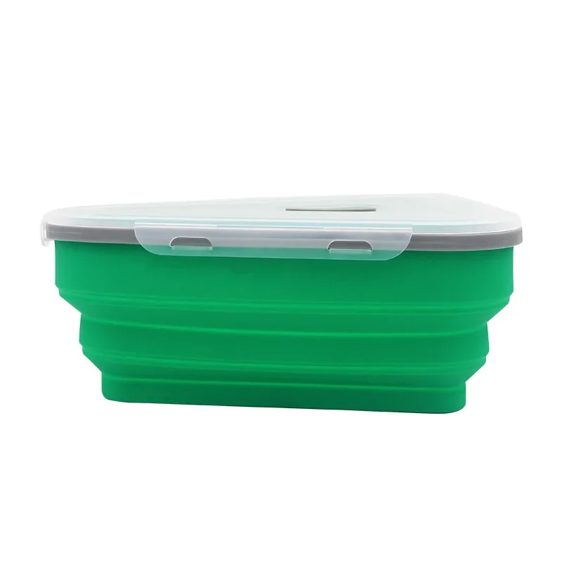 Food Grade Silicone Folding Pizza Box Reusable Triangle For Pizza Packing Box Take Away Box image 5