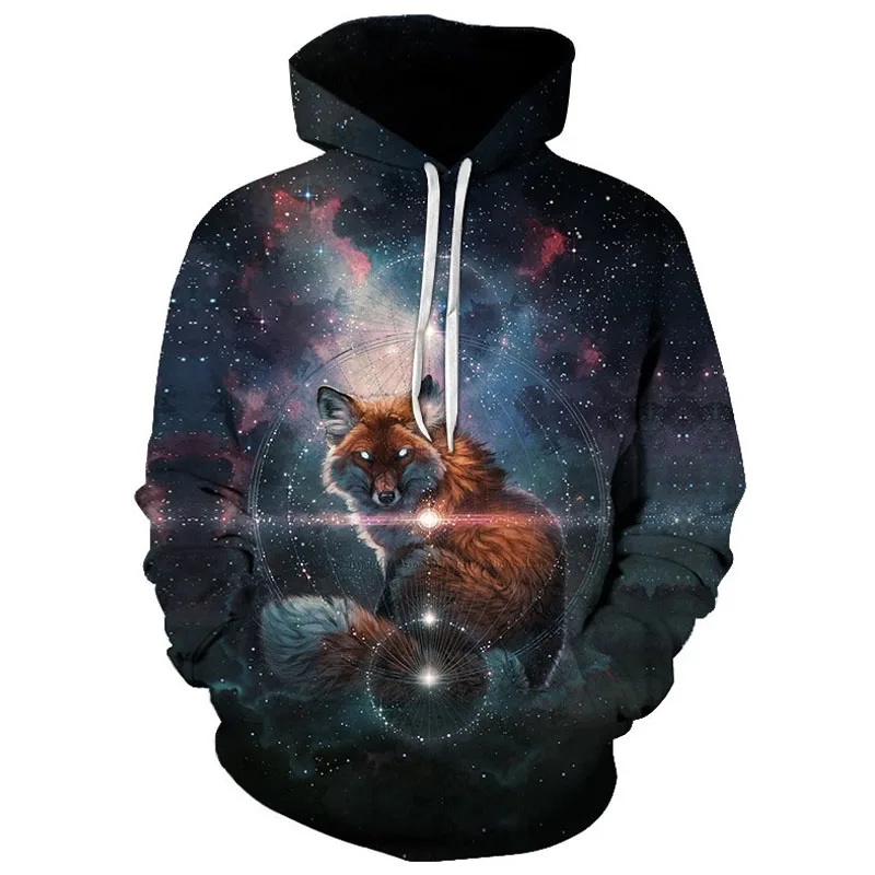 2021 Men\'s Hoodie Fashion Streetwear Hip Hop Hoodie Long Sleeve Sweatshirt Jacket  3d Wolf Print Sweatshirt Oversized