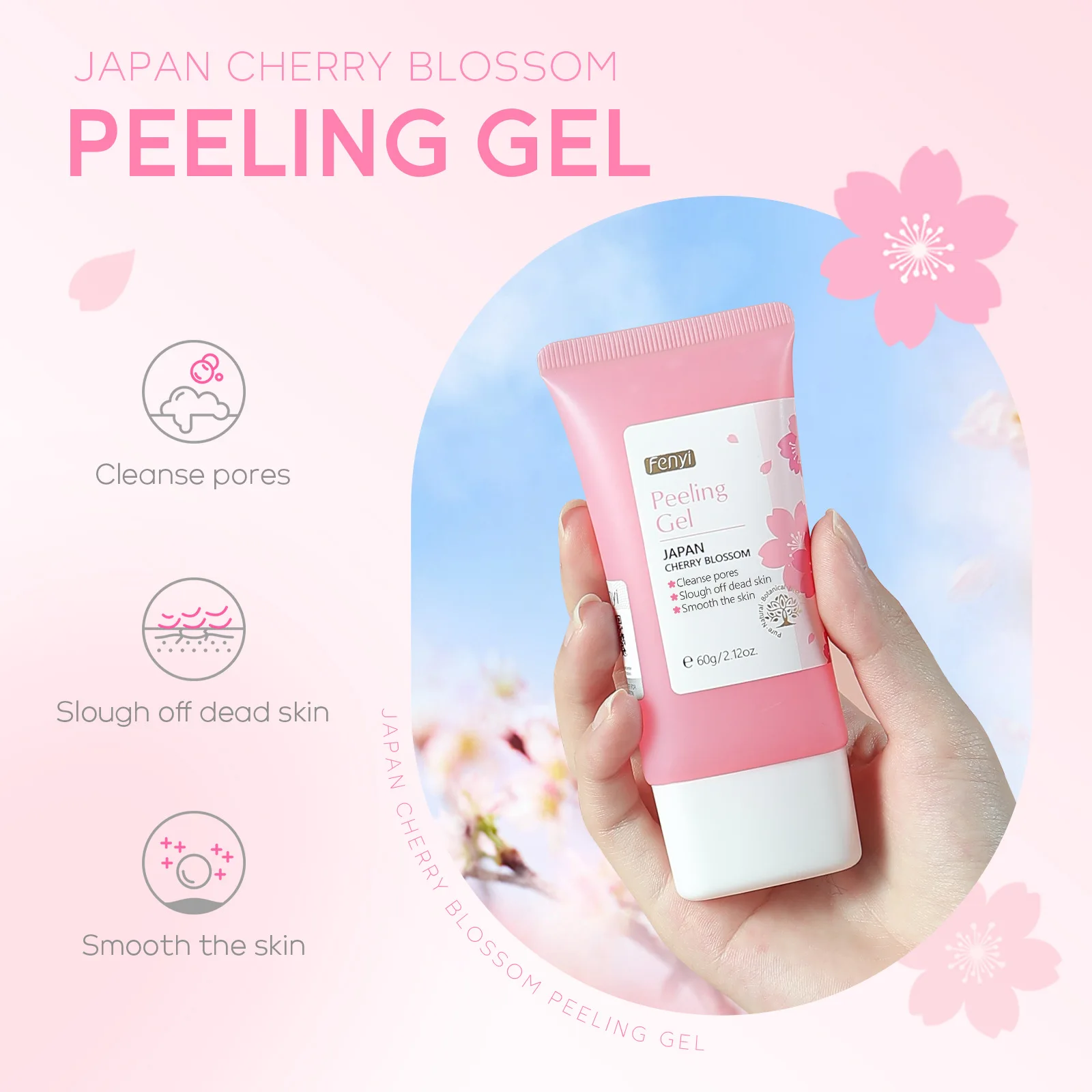 60g เจลขัดผิวหน้าไวท์เทนนิ่ง Peeling Cream Face Scrub Cleanser สิว Blackhead Treatment Moisturizing Repair Skin Care