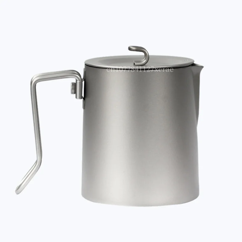 900ml Large Capacity Pure Titanium Coffee Pot Outdoor Portable Light Kettle Camping Anti Scalding Kettle with Filter Screen