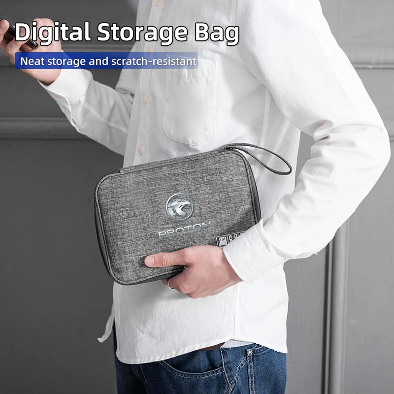 شعار السيارة أكياس التخزين الرقمية الالكترونيات المنظم حقيبة كابل نقل بيانات شاحن التوصيل أدوات التخزين ل Proton Exora Iriz R3 Wira Saga