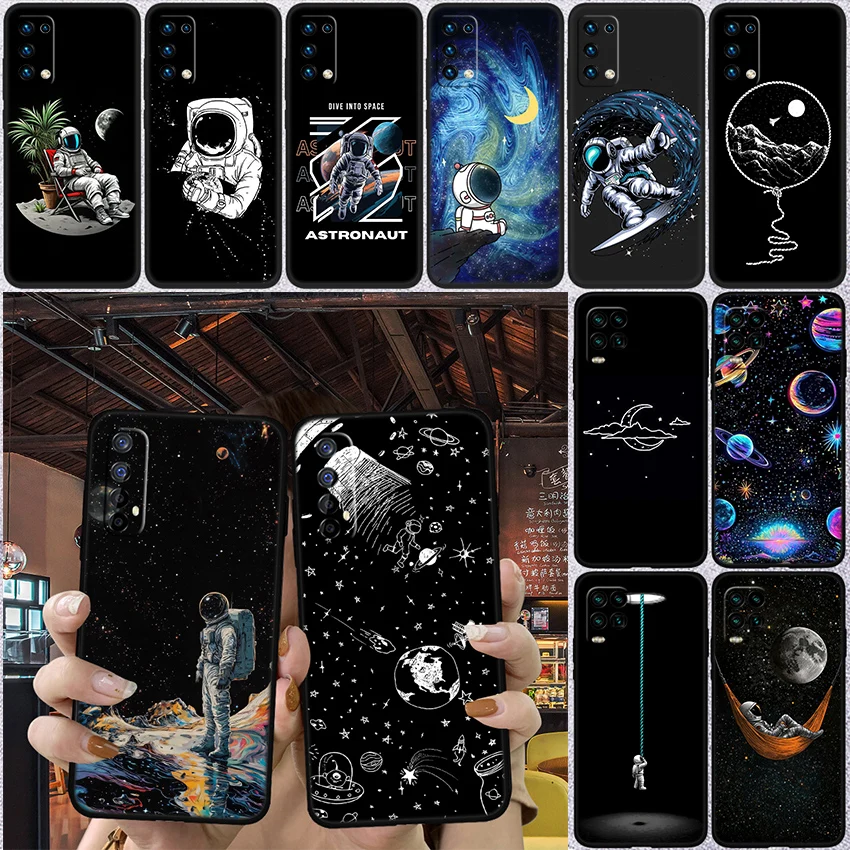 IJ8 Astronaut Space Moon Phone Case for Samsung M06 M15 M16 M35 M55 M56 A36 A42 A50 A50S A51 A52 A32 A33 A05 A05S A06 A16 A20