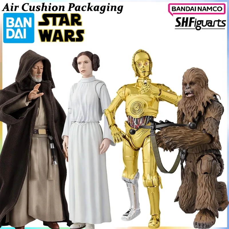 

Bandai Genuine S.H.F Star Wars Series Episode IV A New Hope Chubaka Leia Organa Obi-Wan Kenobi Action Figures Model Toys Gifts