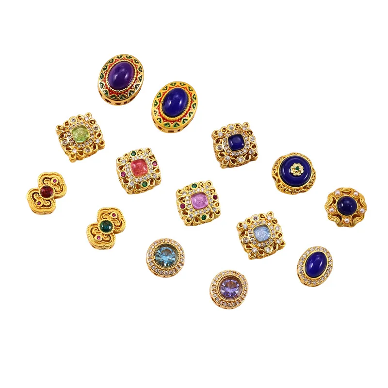 5 Pieces of Porous Inlaid Purple Stone High-grade Spacer Beads DIY Pearl Bracelet Necklace Beaded Jewelry Accessories Wholesales