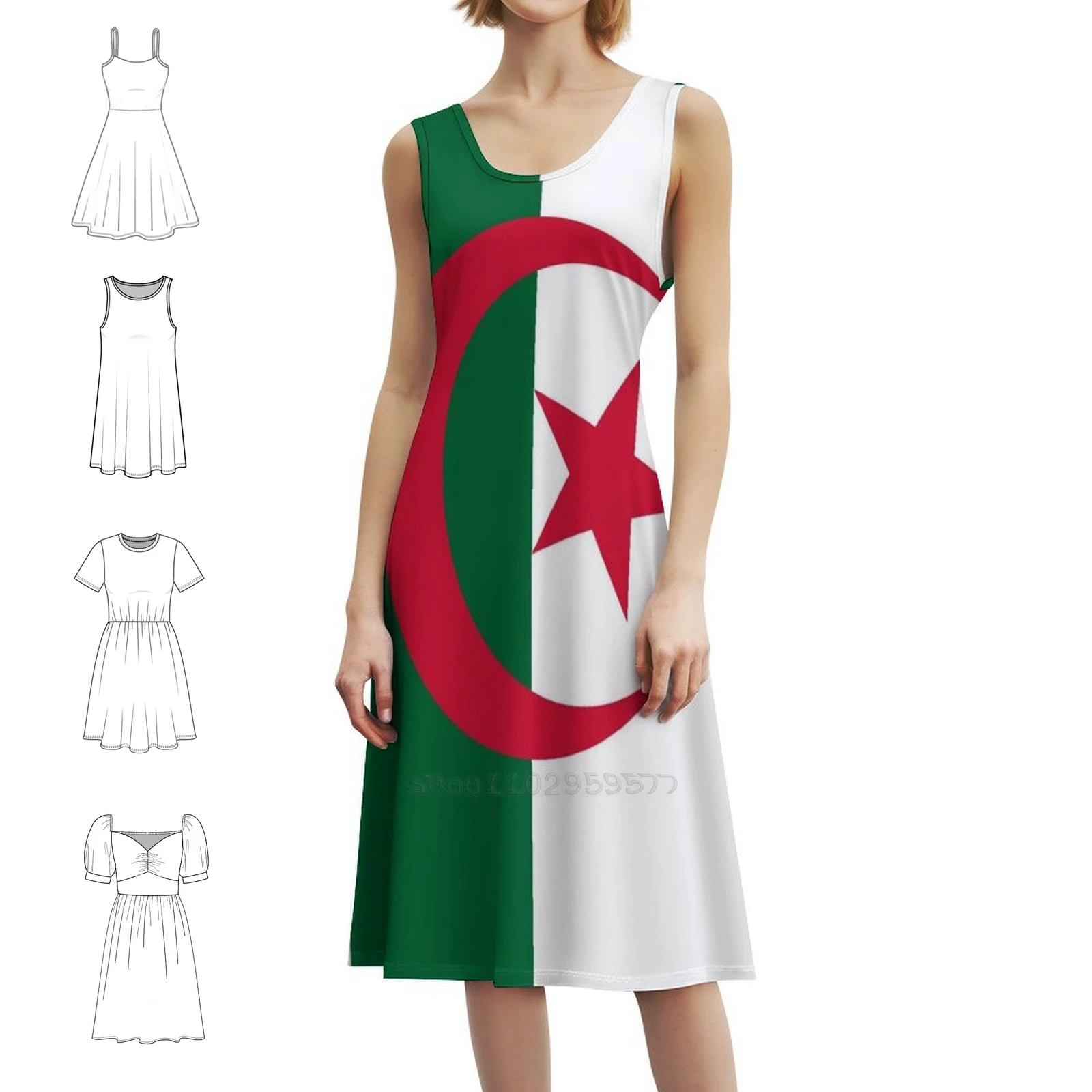 فستان الهيب هوب للسيدات بعلم الجزائر ملابس الشارع الشهير مطبوع عليه رسومات جرافيك ملابس الحفلات والنوادي علم الجزائر ملابس نسائية رائعة ومضحكة #1