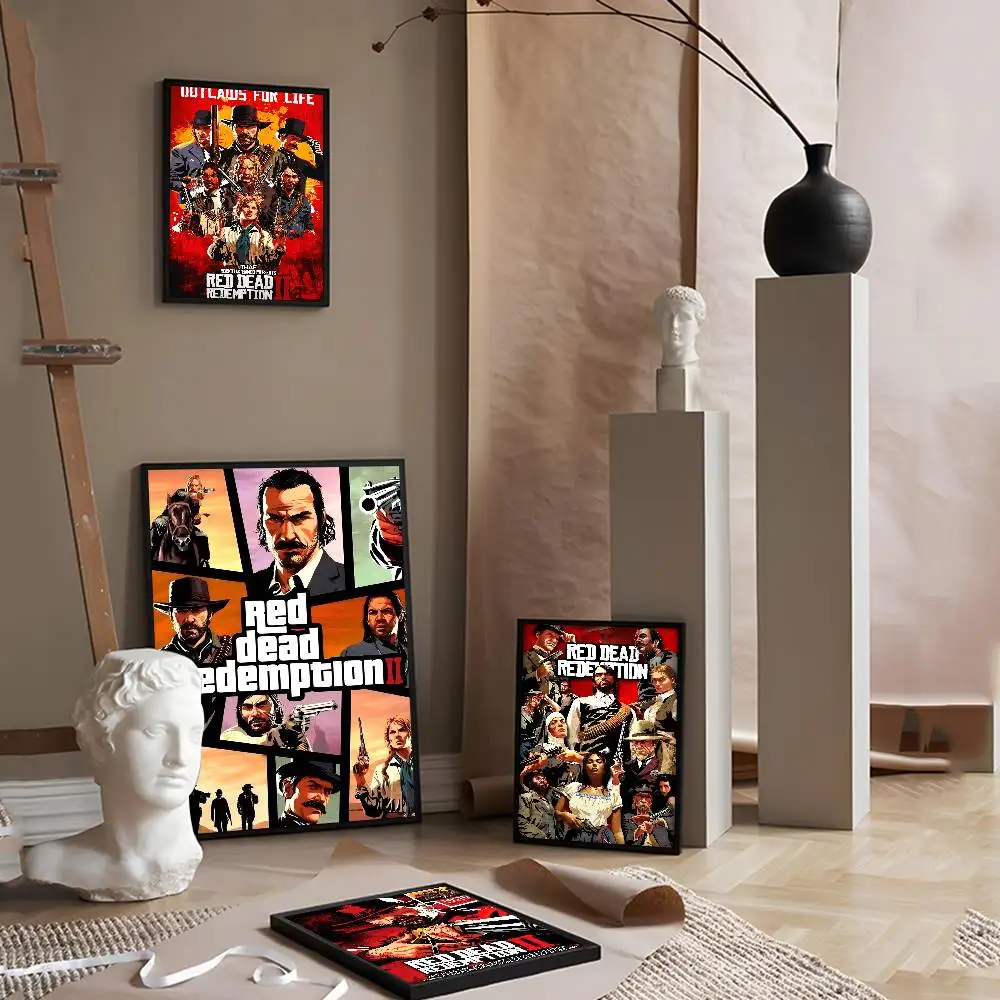 لعبة شعبية R-Red Dead R-RedemptionS-S 2 أنيمي الملصقات لزجة الديكور اللوحة جدار الفن الأبيض كرافت ورقة جدار ديكور
