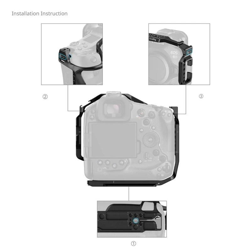 SmallRig Full-Cover Camera Cage for Canon EOS R1 Built-in Quick Release Plates for Arca-Swiss Detachable Cold Shoe Mount 5413 - Image 3