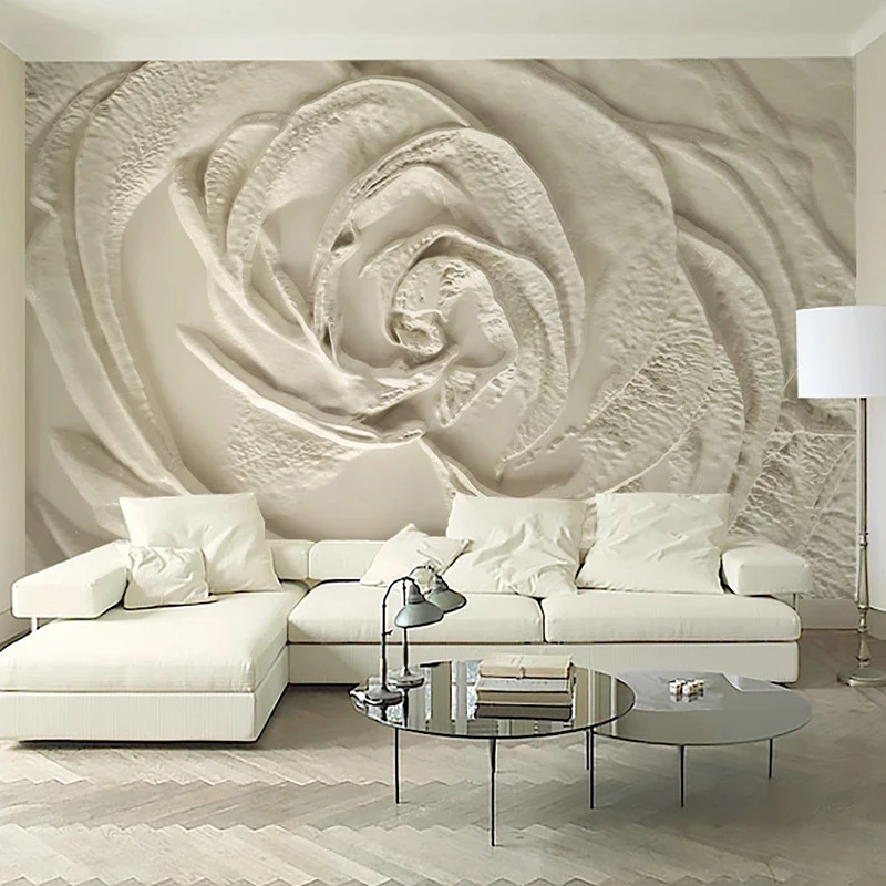 Custom Photo Wall Paper 3D Embossed Non-woven Rose Flower Fresco Bedroom Living Room TV Background Modern Large Mural Wallpaper