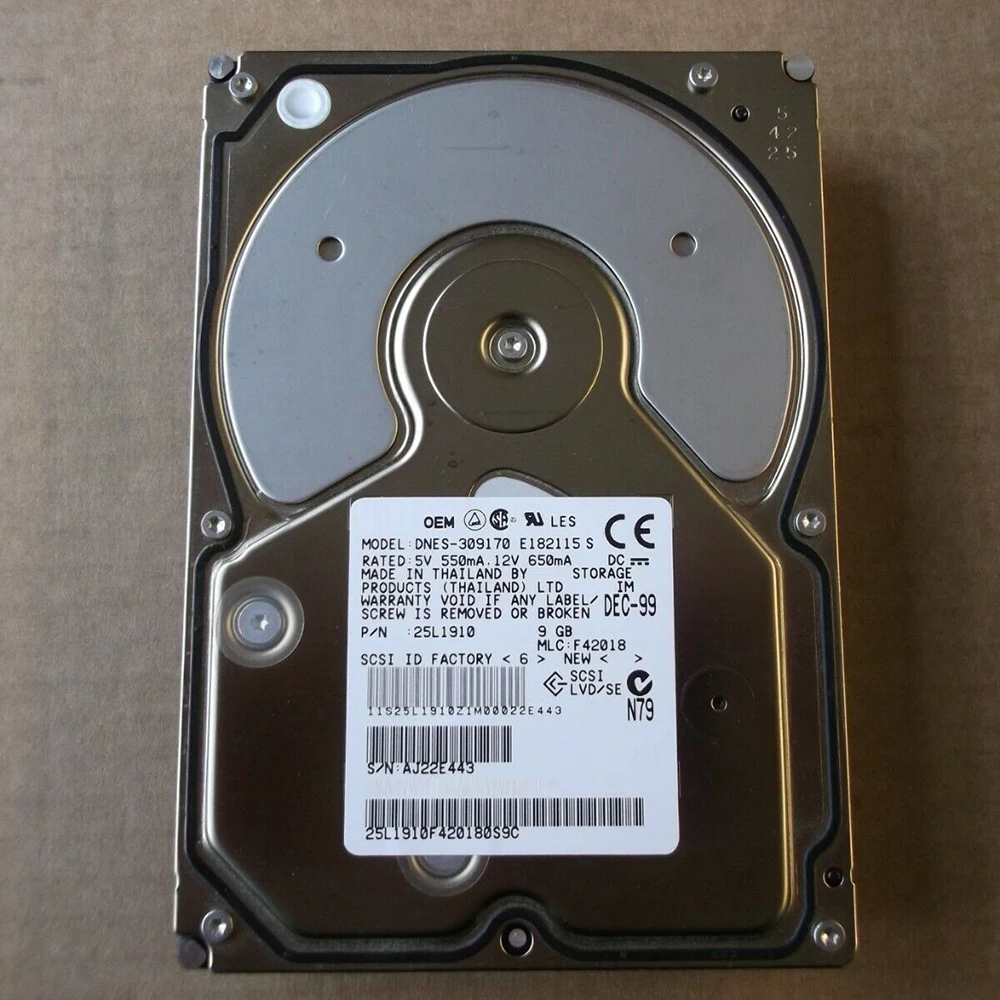 Dla serwera IBM dysk twardy HDD DNES-309170 9GB 80PIN 7200R SCSI