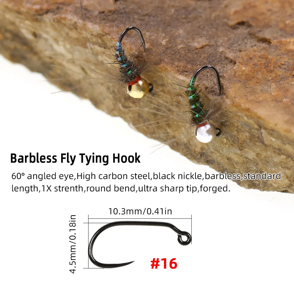 4 قطع # 16 طائرات صيد بالذبابة - مراجعة Fishing Hook Barbless وسعره
