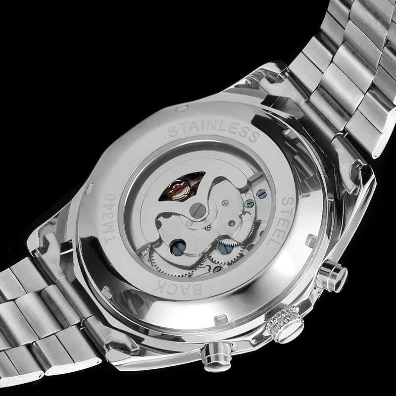 New High-quality Winner official retro Waterproof Men Transparent Skeleton Watches Mechanical Automatic Tourbillion movements