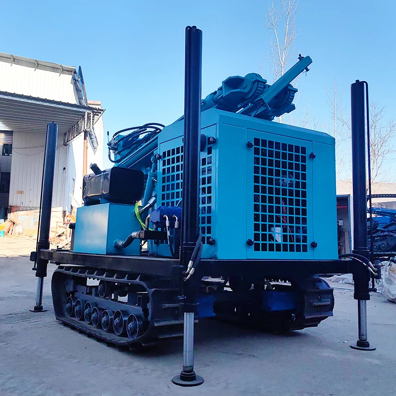 Machine de forage de puits sur chenilles personnalisée, 300 m de profondeur, diesel hydraulique, haute efficacité, flexible, mobile, très vendue