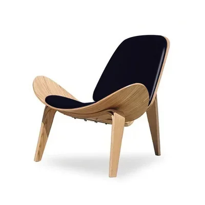 Three-Legged Shell Chair Ash Plywood Fabric Upholstery Living Room Furniture Modern Lounge Shell Chair dining chairs