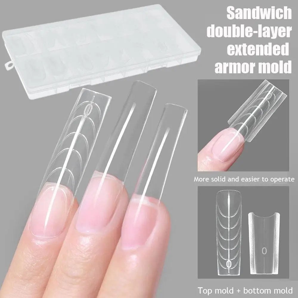 180 stks/doos Sandwich Dual Nail Formulieren Uitbreiding Top & Bottom Gel Sandwich Systeem Nail Art Amandel Doodskist Nagels Formulieren DIY Art Salon