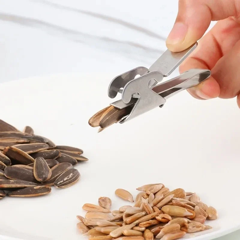 Stainless Steel Sheller Peanut Tongs Melon Seed Opener Sunflower Seed Peeler Walnut Tongs Kitchen Tools Household Accessories